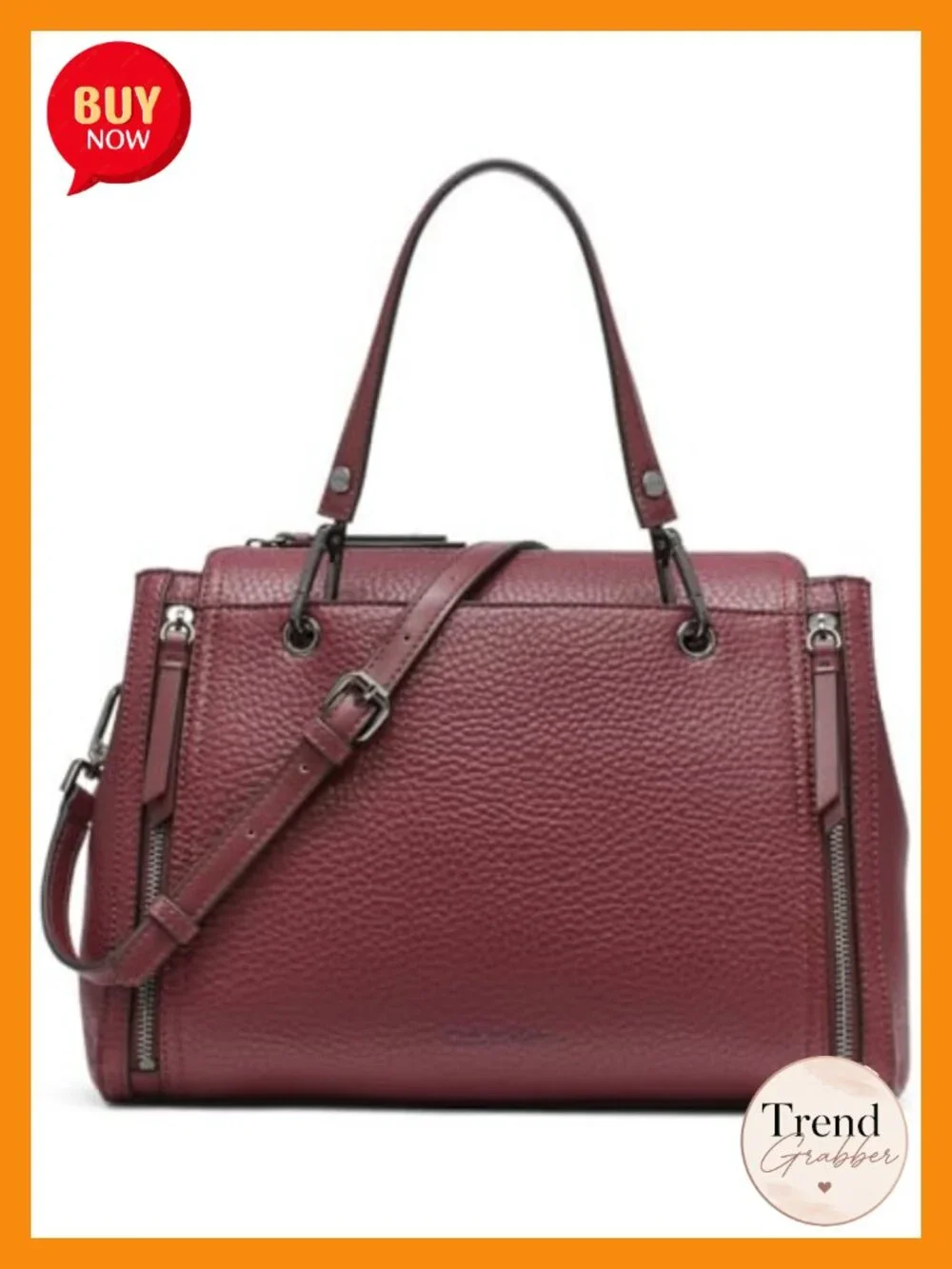 Vegan Leather Satchel Crossbody Bag with Pockets